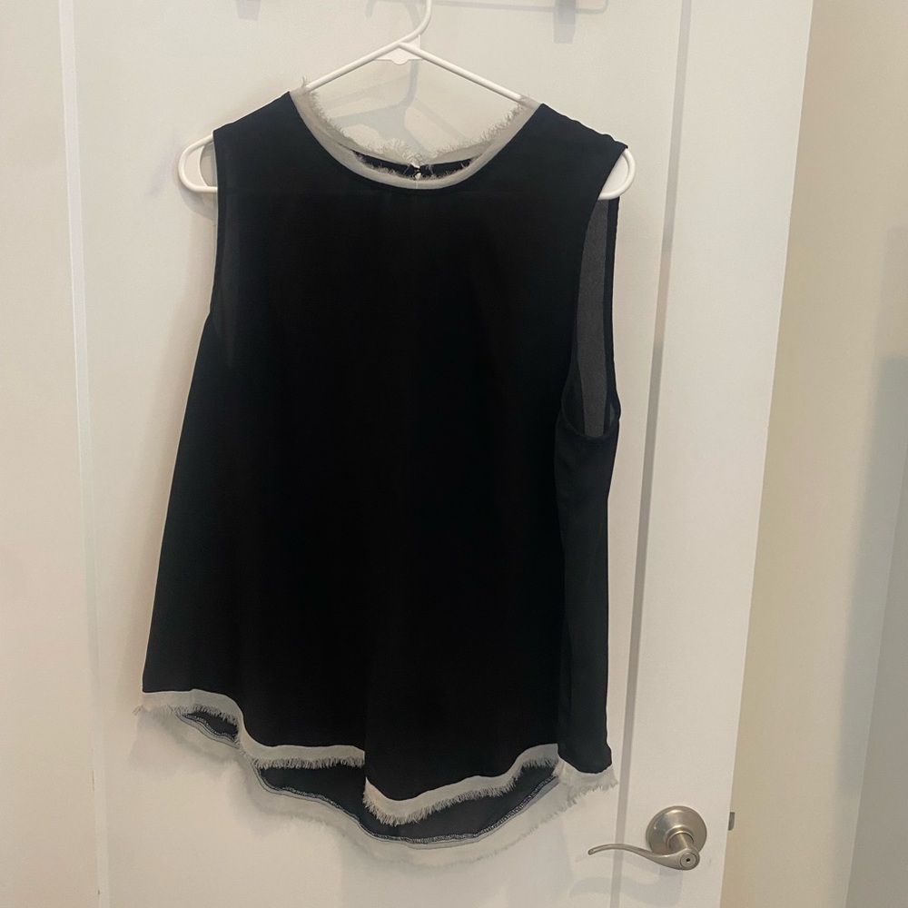 Who What Wear Black and White Trim Tank Top